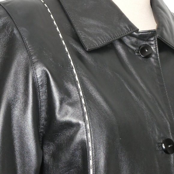 Piel & MODA Black Leather  Blazer / Jacket SIZE 40 - Picture 4 of 16